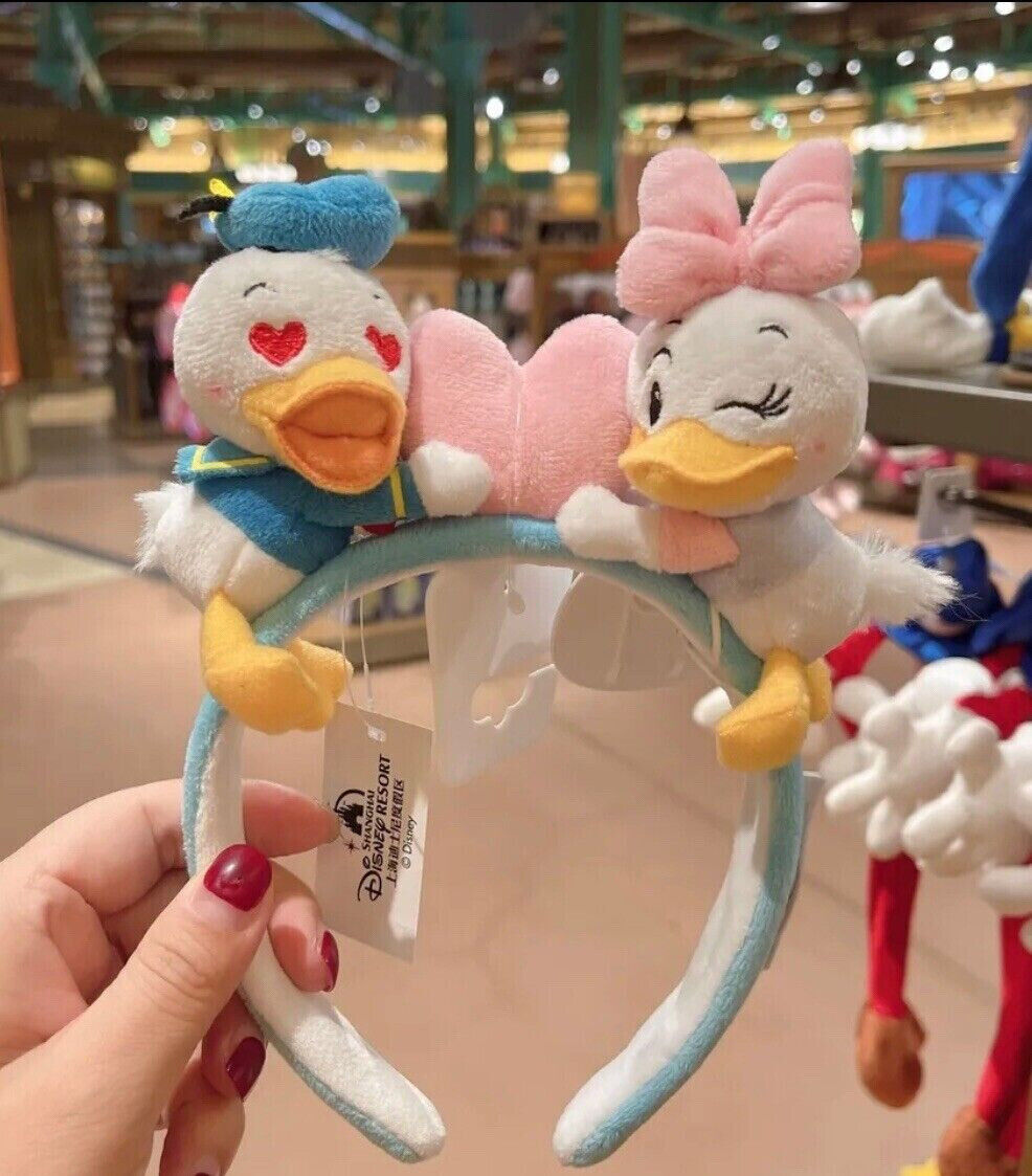 Disney authentic couple donald daisy duck with heart ear Headband Disneyland