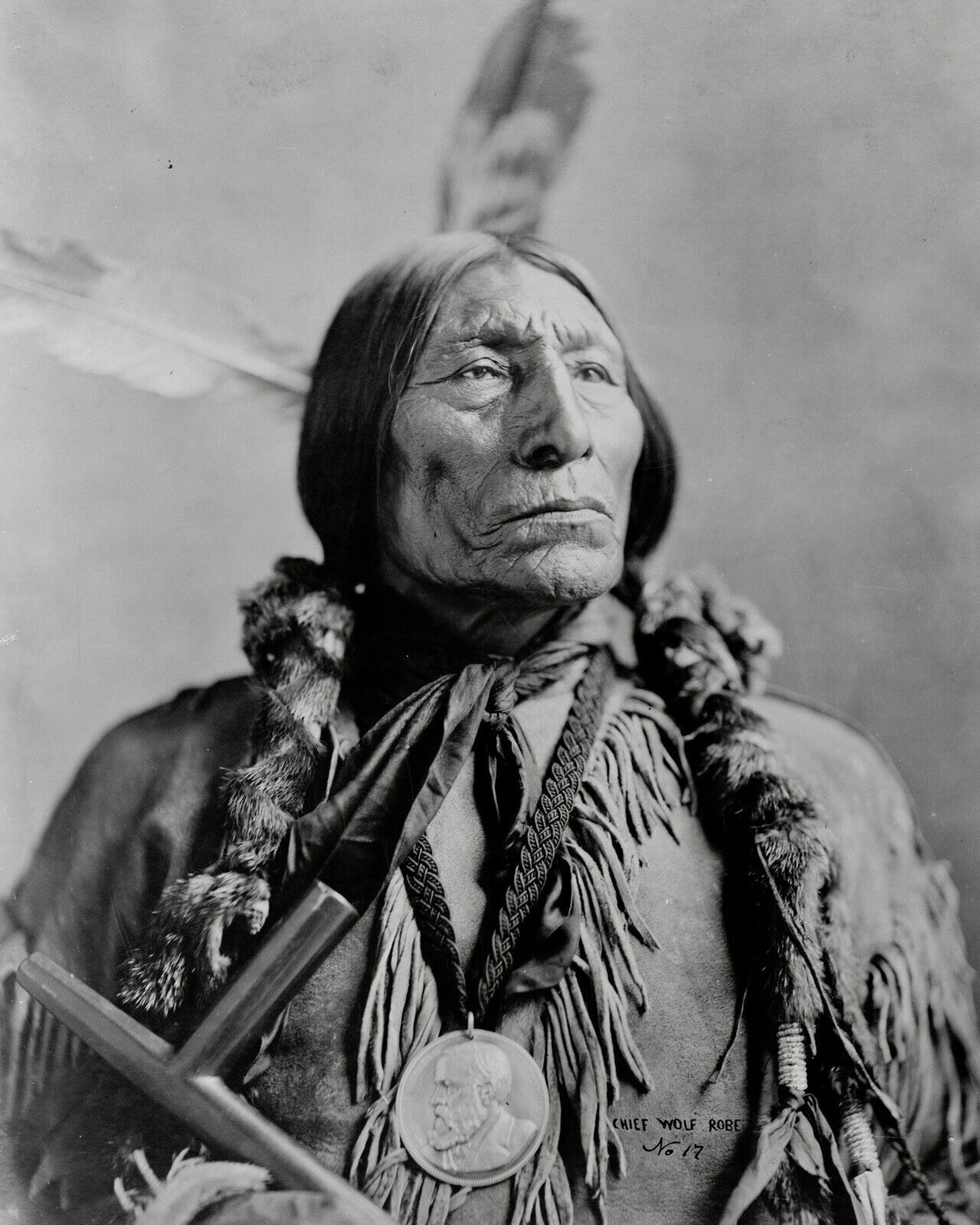 8x10 Glossy B&W Art Print Southern Cheyenne Chief Wolf Robe