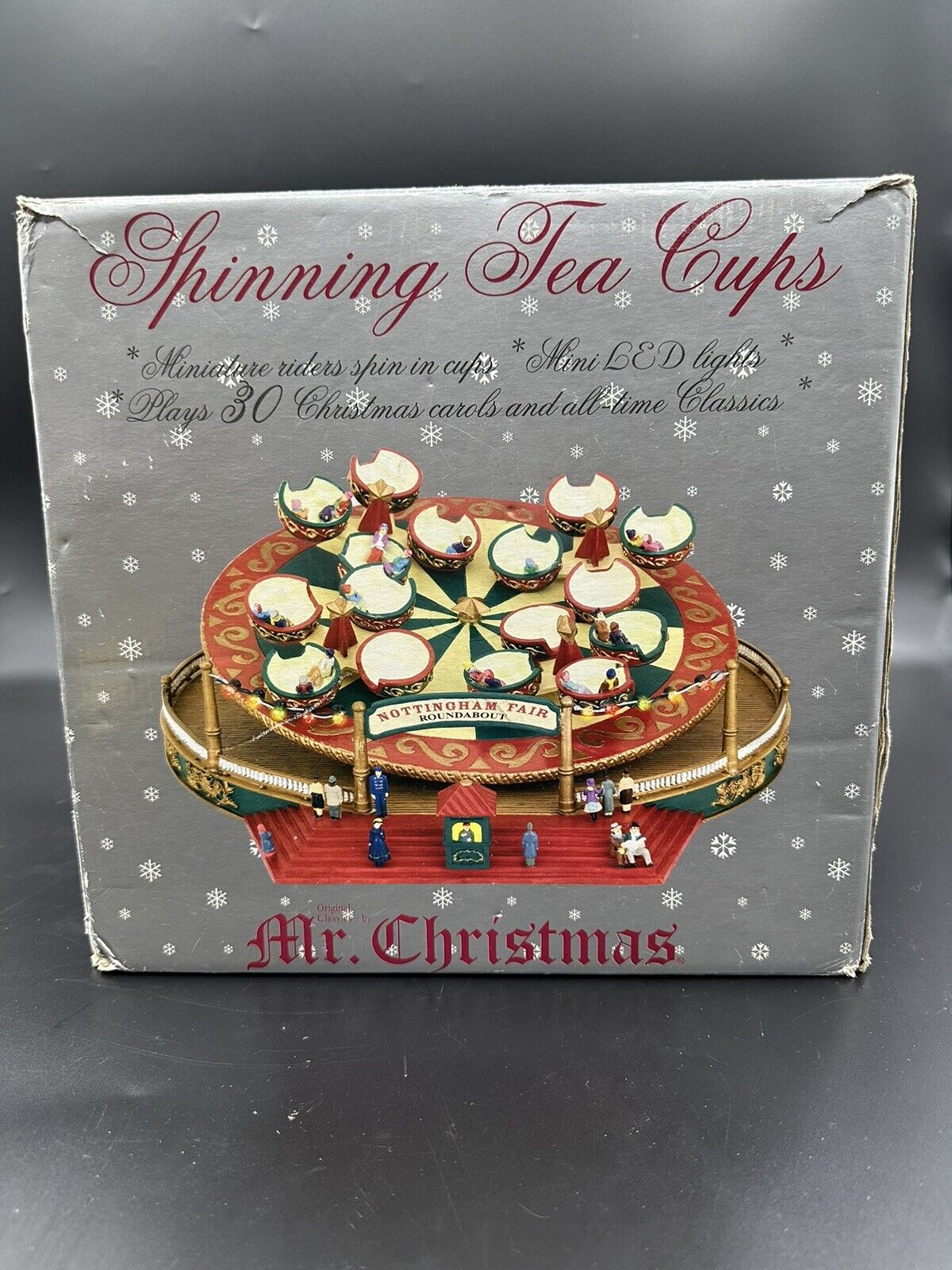 Vintage 2005 Mr Christmas Spinning Tea Cups Nottingham Fair Works See Desc Box