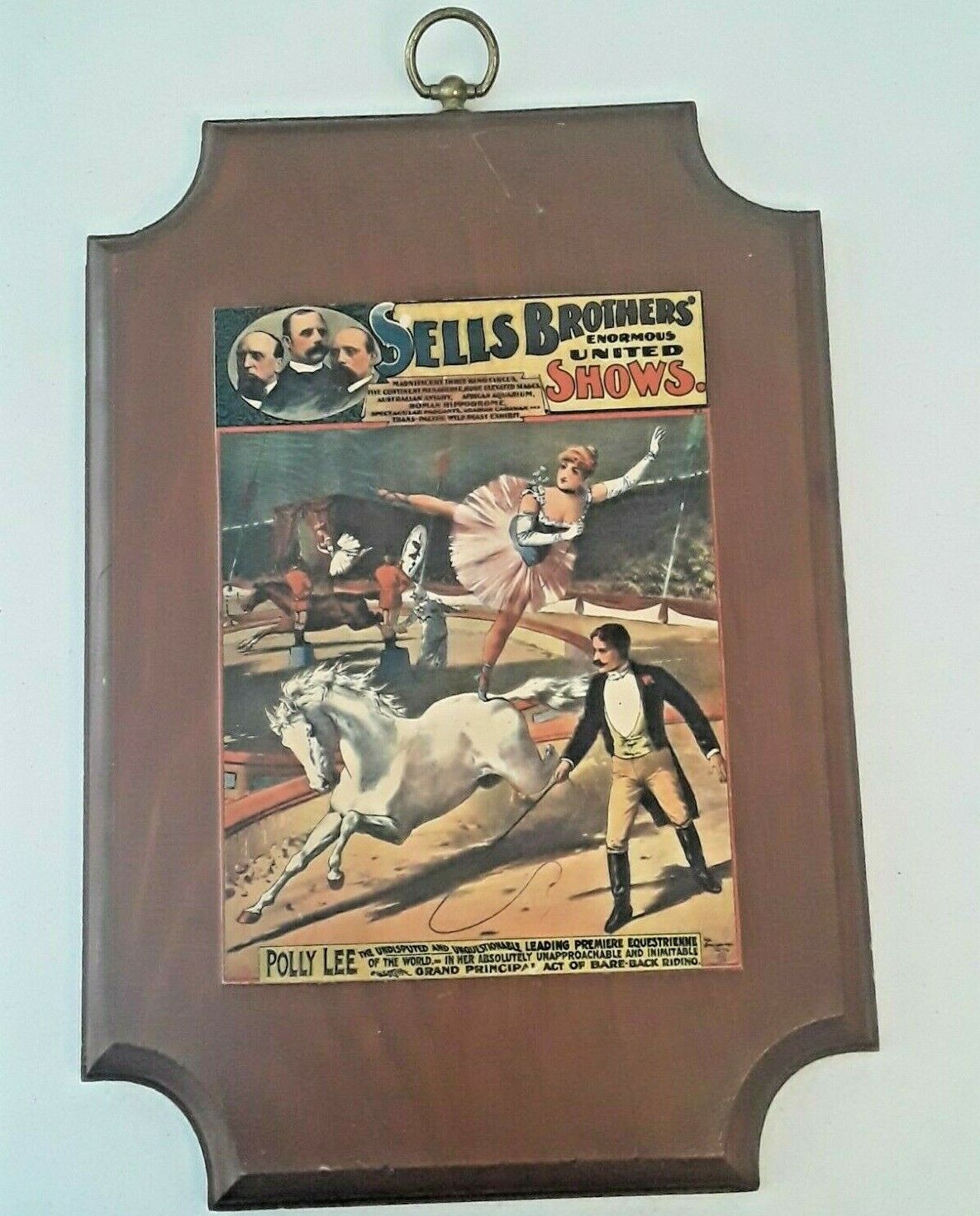 VINTAGE 1880-1890 SELLS BROTHERS CIRCUS POLLY LEE WALL PICTURE Decor Decoration 