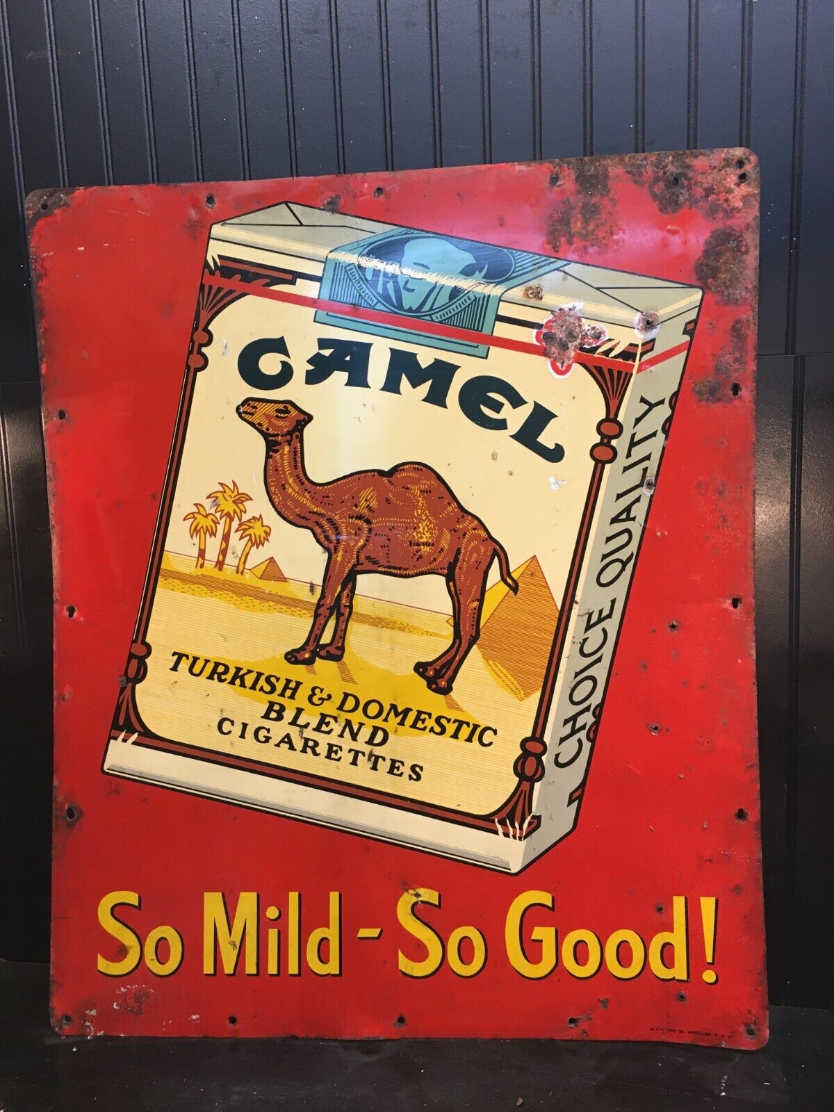 ORIGINAL , Vintage Camel Cigarette Metal Advertising Sign 30'' x 36'' 40s 50s