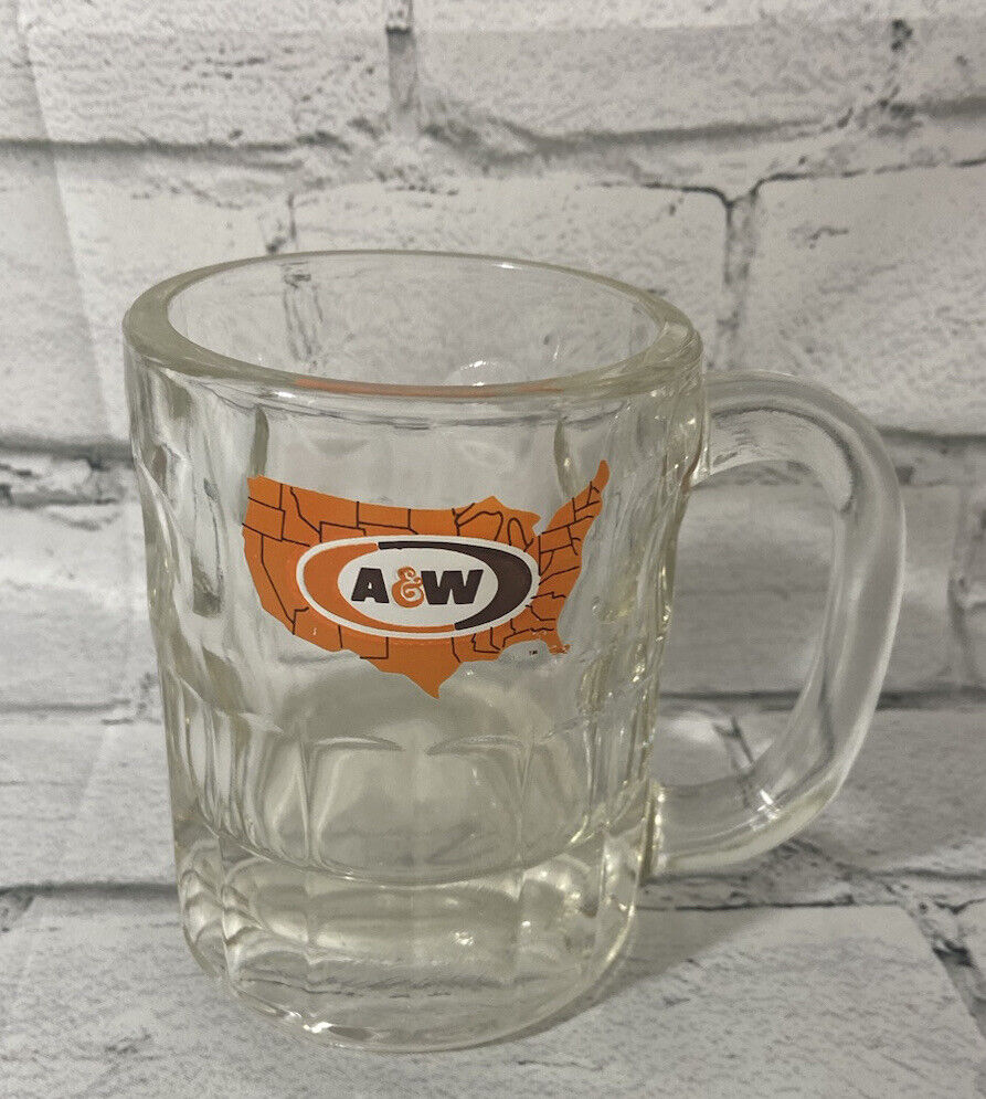Vintage A & W 4” Root Beer Glass Mug United States Logo