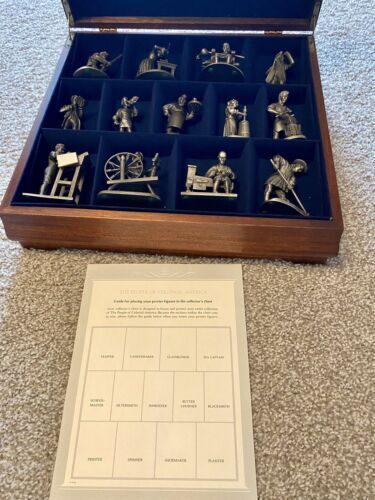 Franklin Mint The People Of Colonial America 13 Pewter Figures And Paperwork
