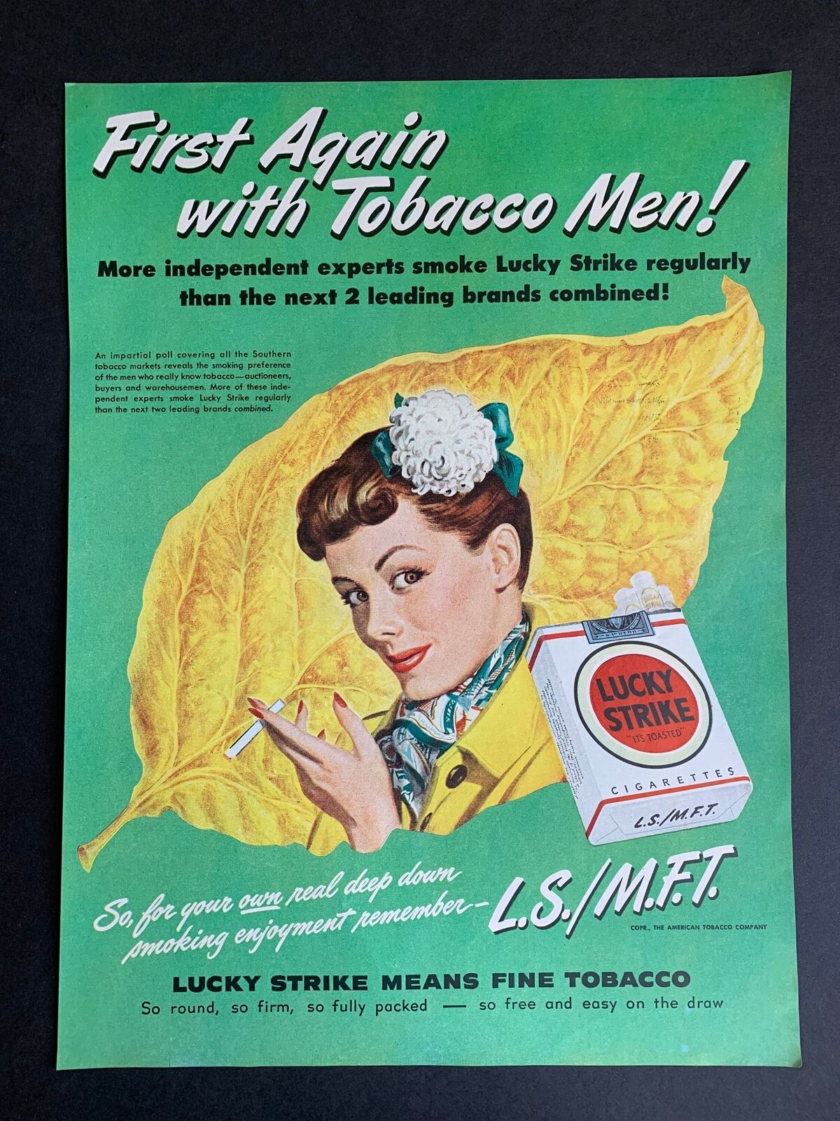 Vintage 1949 Lucky Strike Cigarettes Print Ad