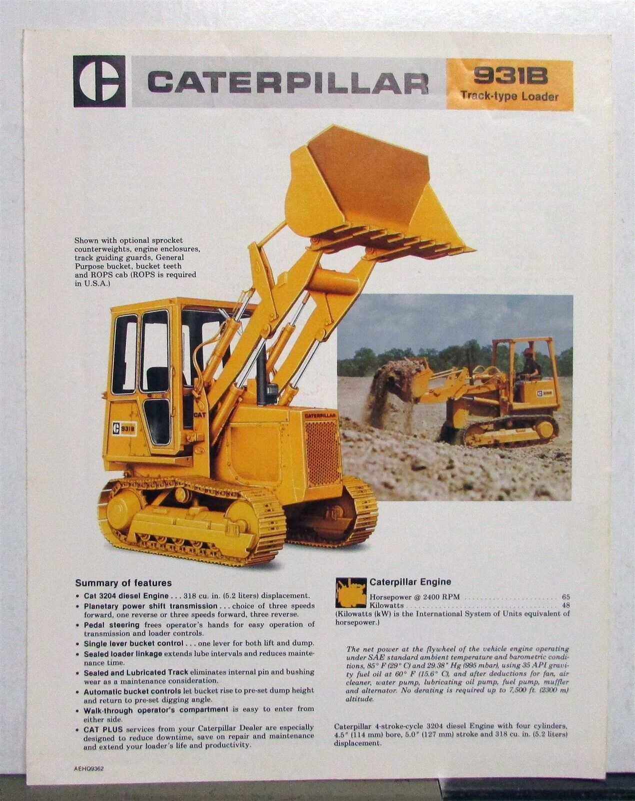 1979 Caterpillar 931B Track Type Loaders Construction Sales Tri-Folder