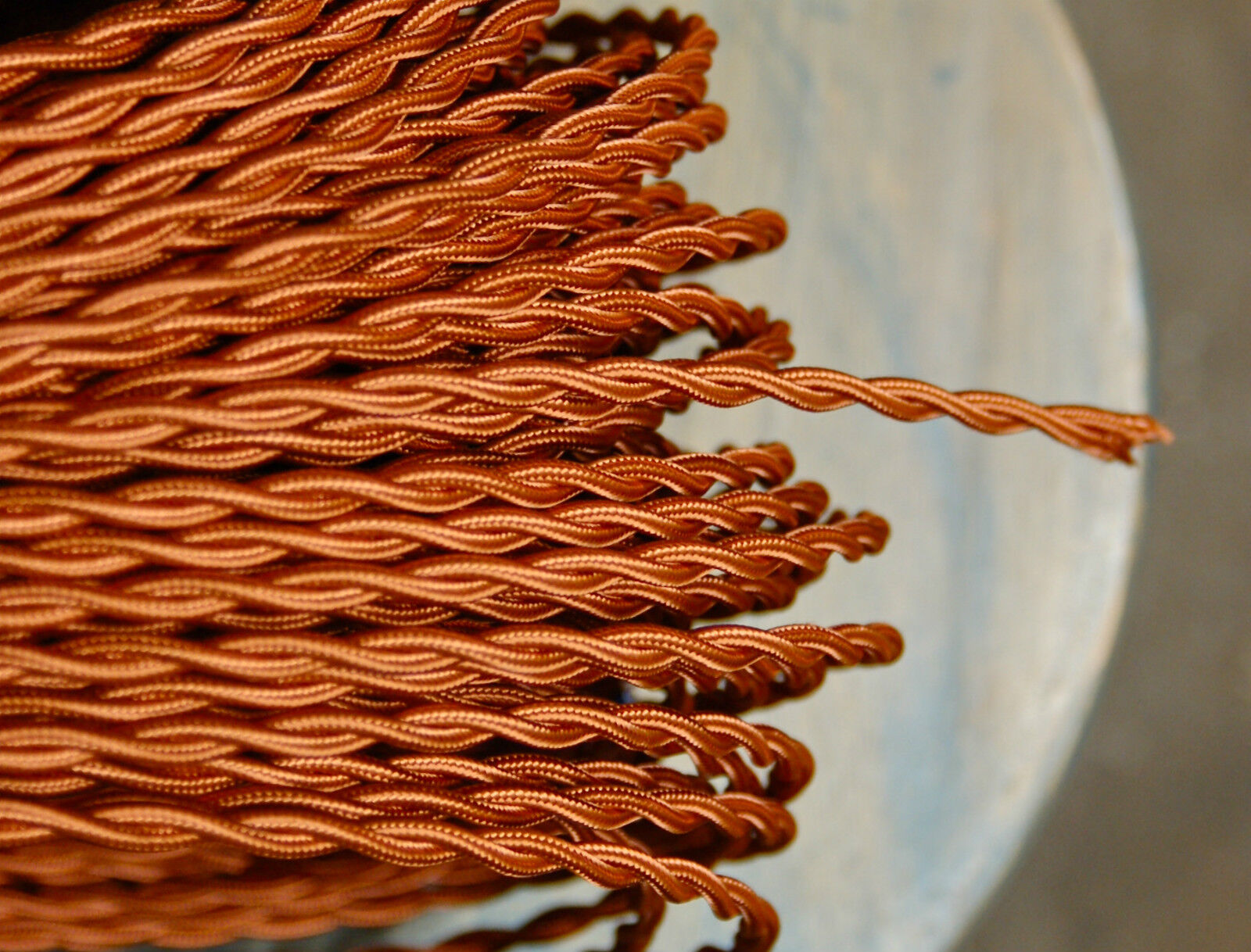 Copper Color Twisted Cloth Covered Wire, Vintage Style Lamp Cord, Antique Lights