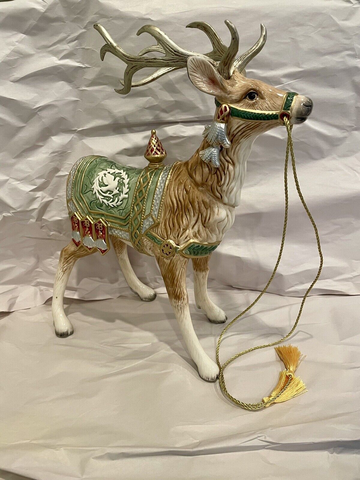 Fitz & Floyd Large 18.5” Gregorian Deer Reindeer Christmas Figure Gorgeous Decor