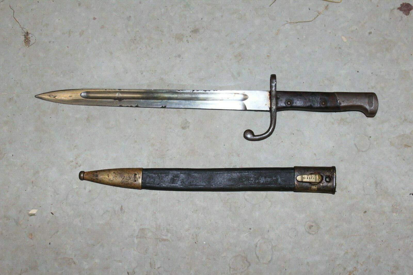 1 Original Brazilian Mauser M1908 Bayonet Knife with Scabbard Simson &Suhl #Y25