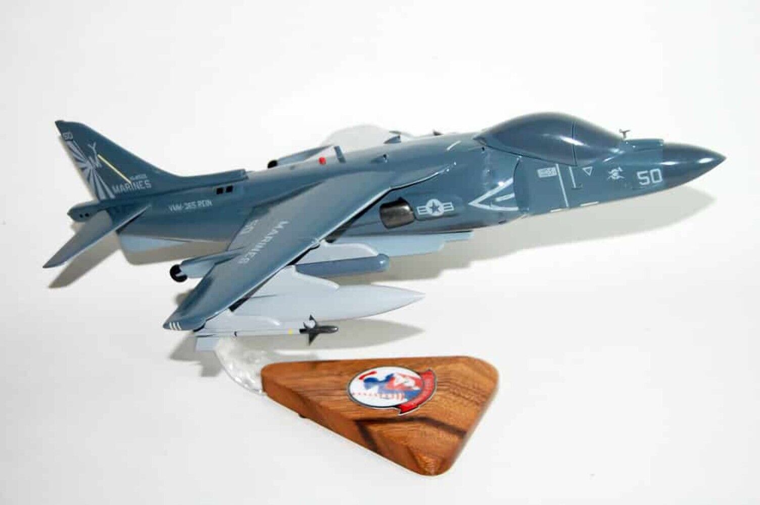 VMM-365 Blue Knights (REIN) AV-8B Harrier Model, Mahogany, 1/30th scale, Marines