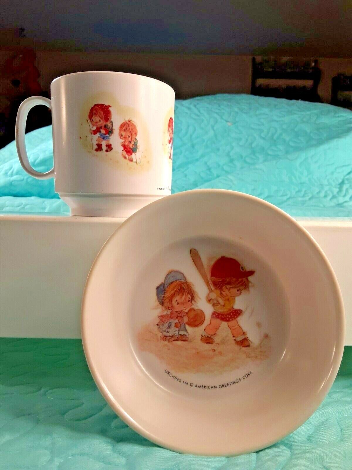 URCHINS Oneida Ware American Greetings Melamine Childs Bowl and Cup Vintage 1974