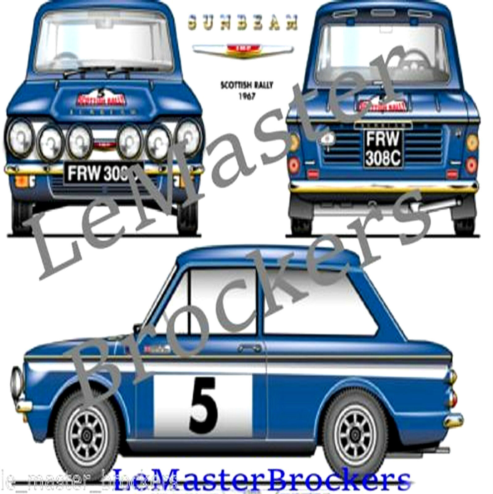 1967 Sunbeam Imp Scottish Rally Poster Sports Car Car Yougtimer Vintage