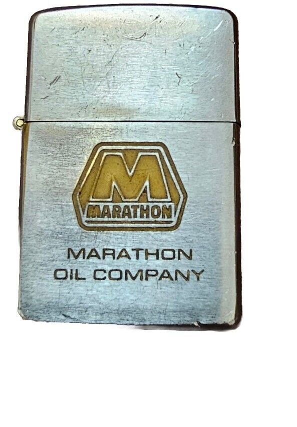 Vintage 1967 Marathon Oil Gas Advertising Chrome Zippo Lighter