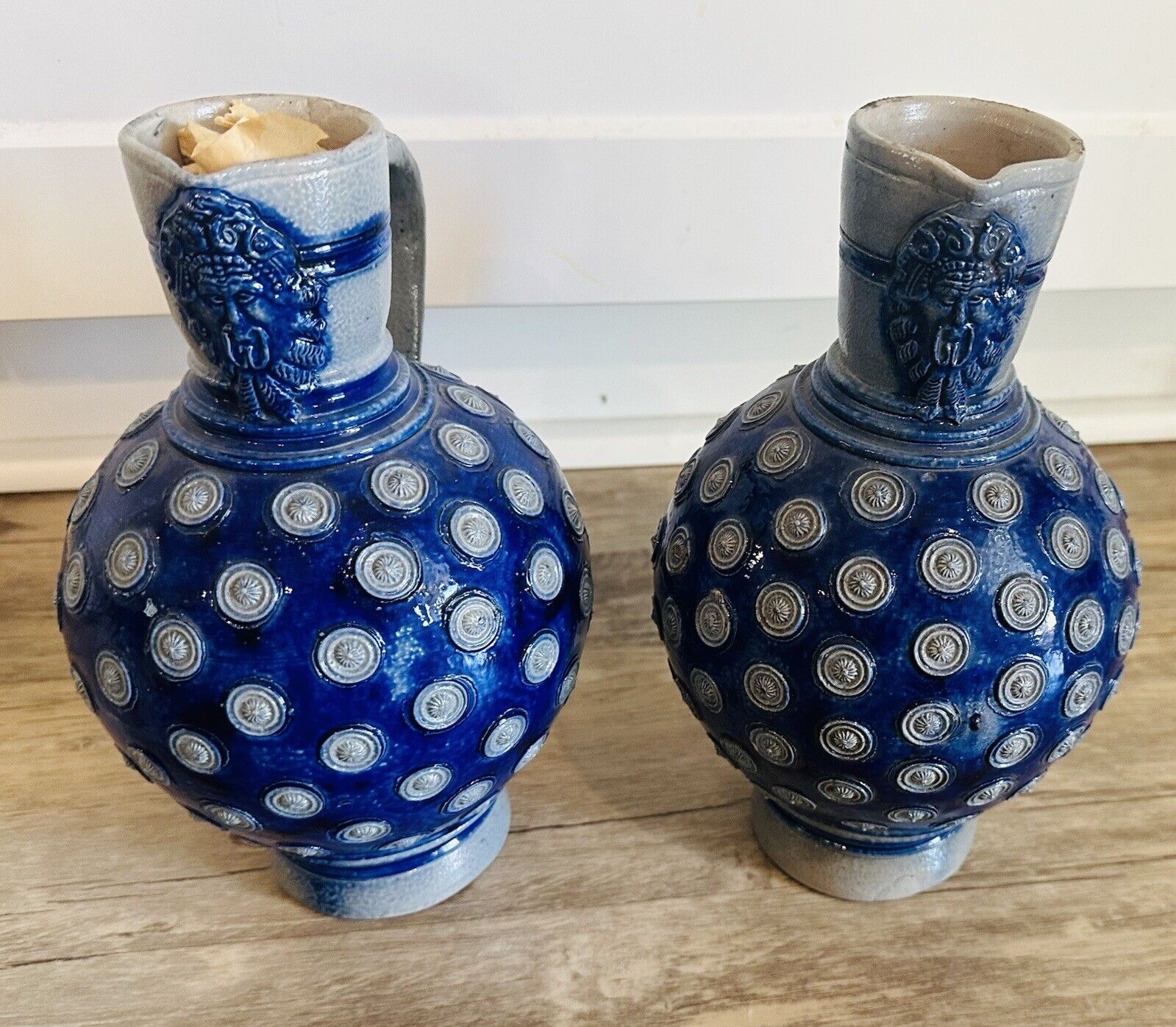 Rare Antique German Westerwald  Glaze Stoneware Set Vase