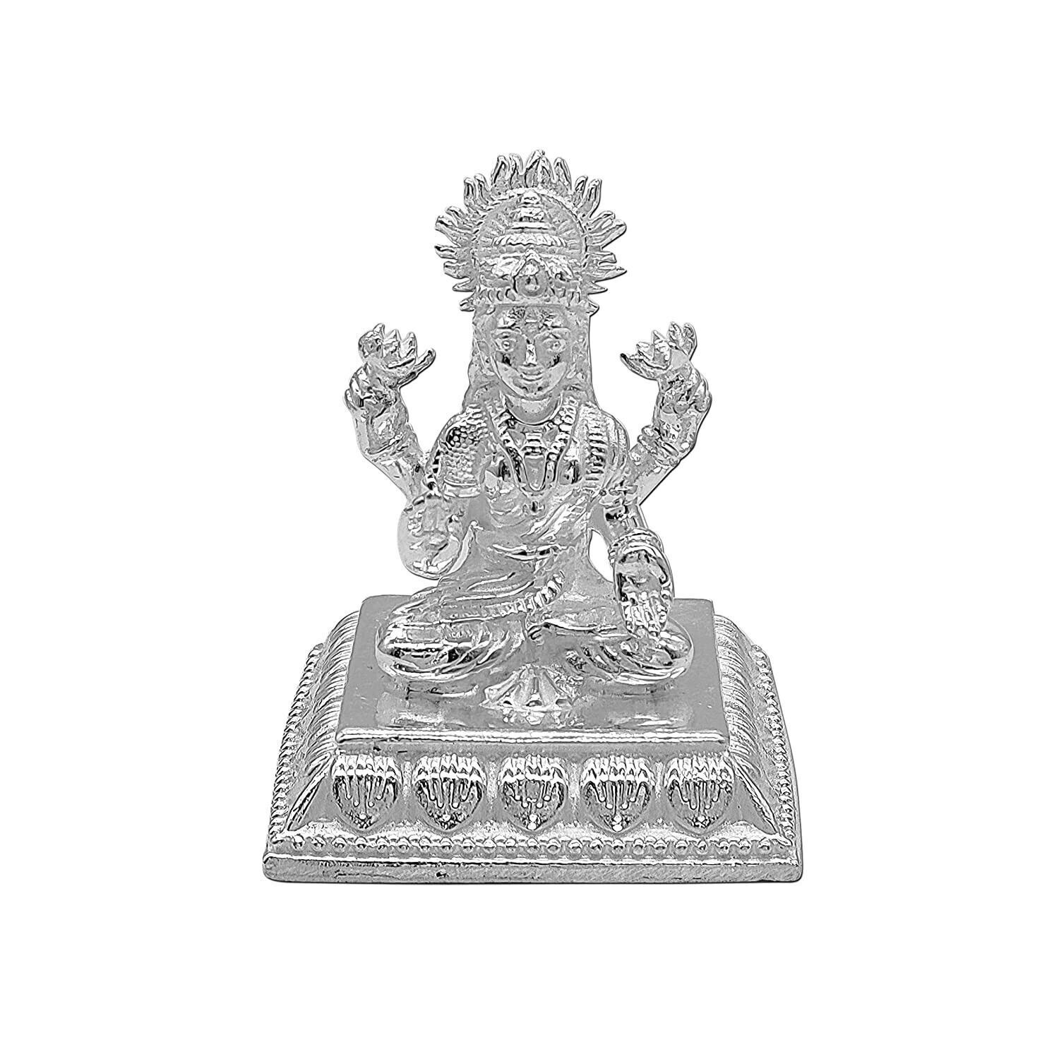 Indian Traditional Silver Laxmiji Square Designer For Puja Room & Gifting  50gm