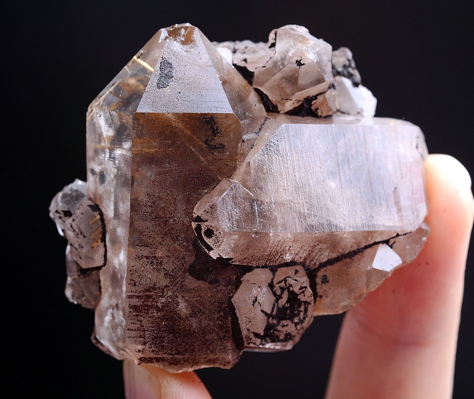 55g Natural Clear Gold Rutilated Skeletal Quartz Crystal Mineral    Specimens