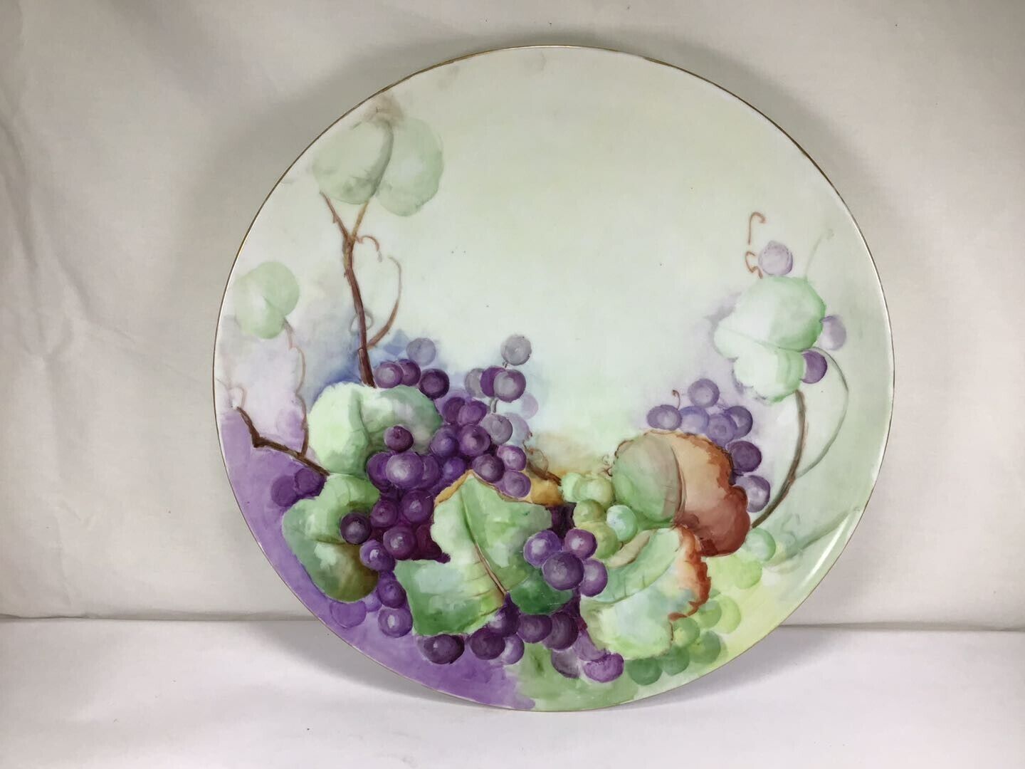 U73 Vintage Antique Austria Large Grapes Hand Painted Porcelain Plate