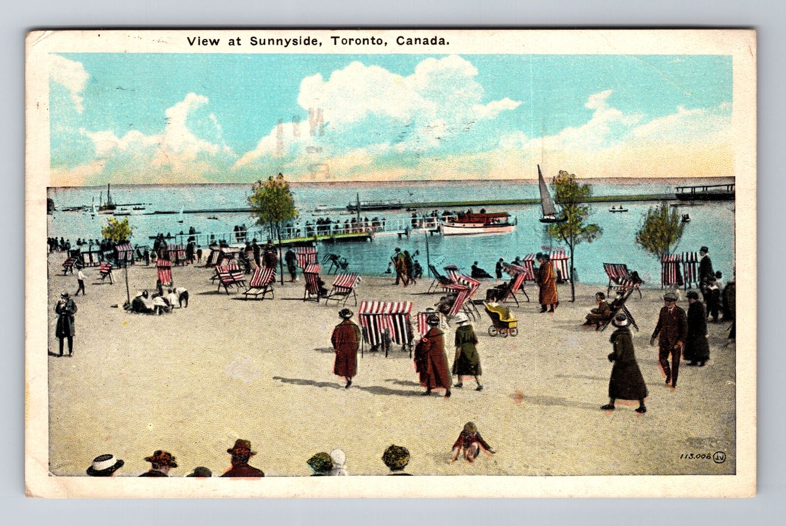 Toronto-Ontario, View at Sunnyside, Antique c1929 Vintage Souvenir Postcard