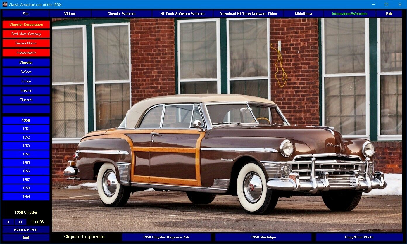 Classic American Cars of the 1950s DVD-ROM 1400+ photos