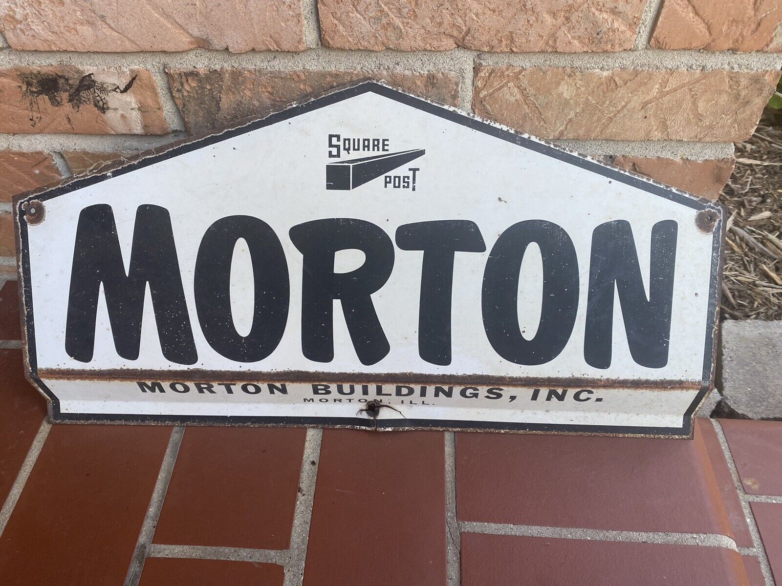 Vintage Morton Buildings Sign Metal Original 20”x 10 1/2” Farm Shed Man Cave