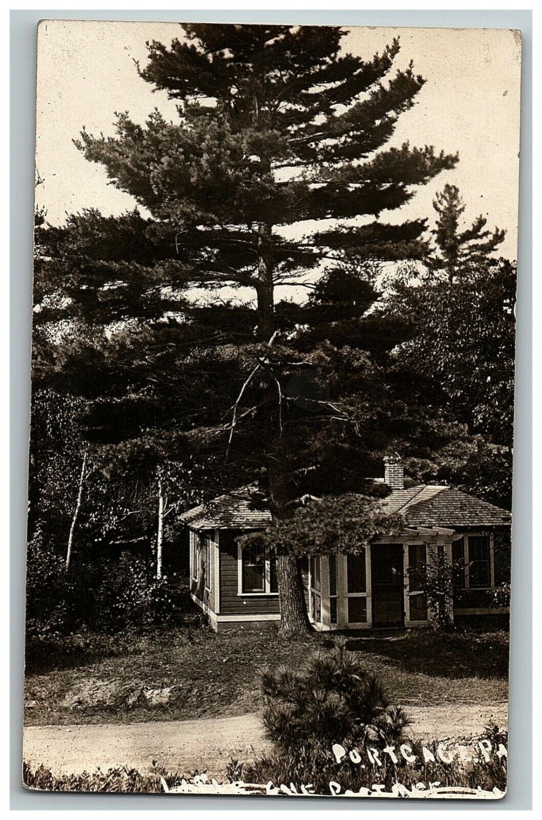 1910-30 Residence Portage Pennsylvania Rppc Postcard Real Photo Trees pc7