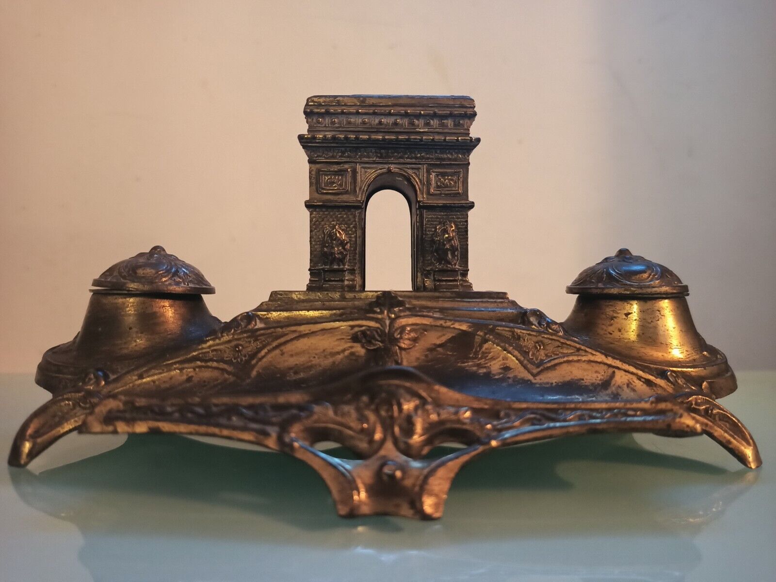 Antique Grand Tour ARC DE TRIOMPHE Arch of Triumph PARIS Inkwell 19th ct