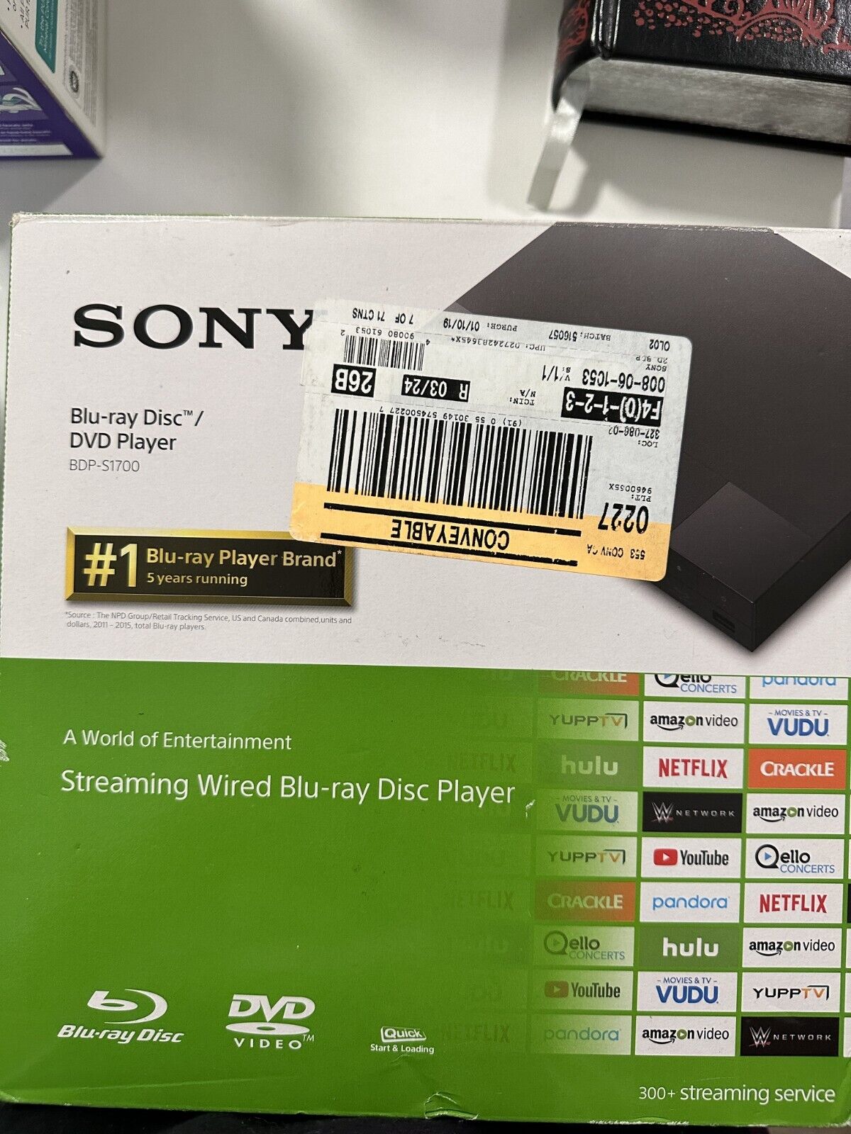 Sony BDP-S1700 Blu-ray DVD Player Wired LAN Ethernet Black BRAND NEW