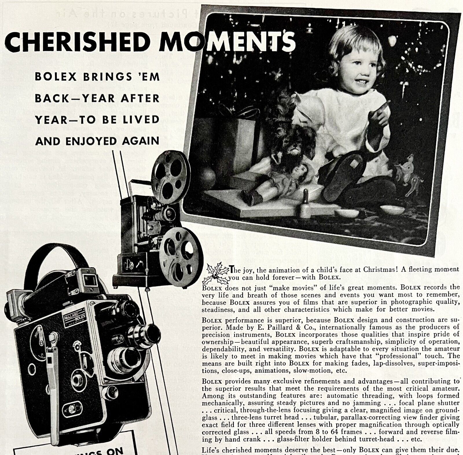 Bolex 8mm 16mm Cameras Projectors 1939 Advertisement Photography DWKK10