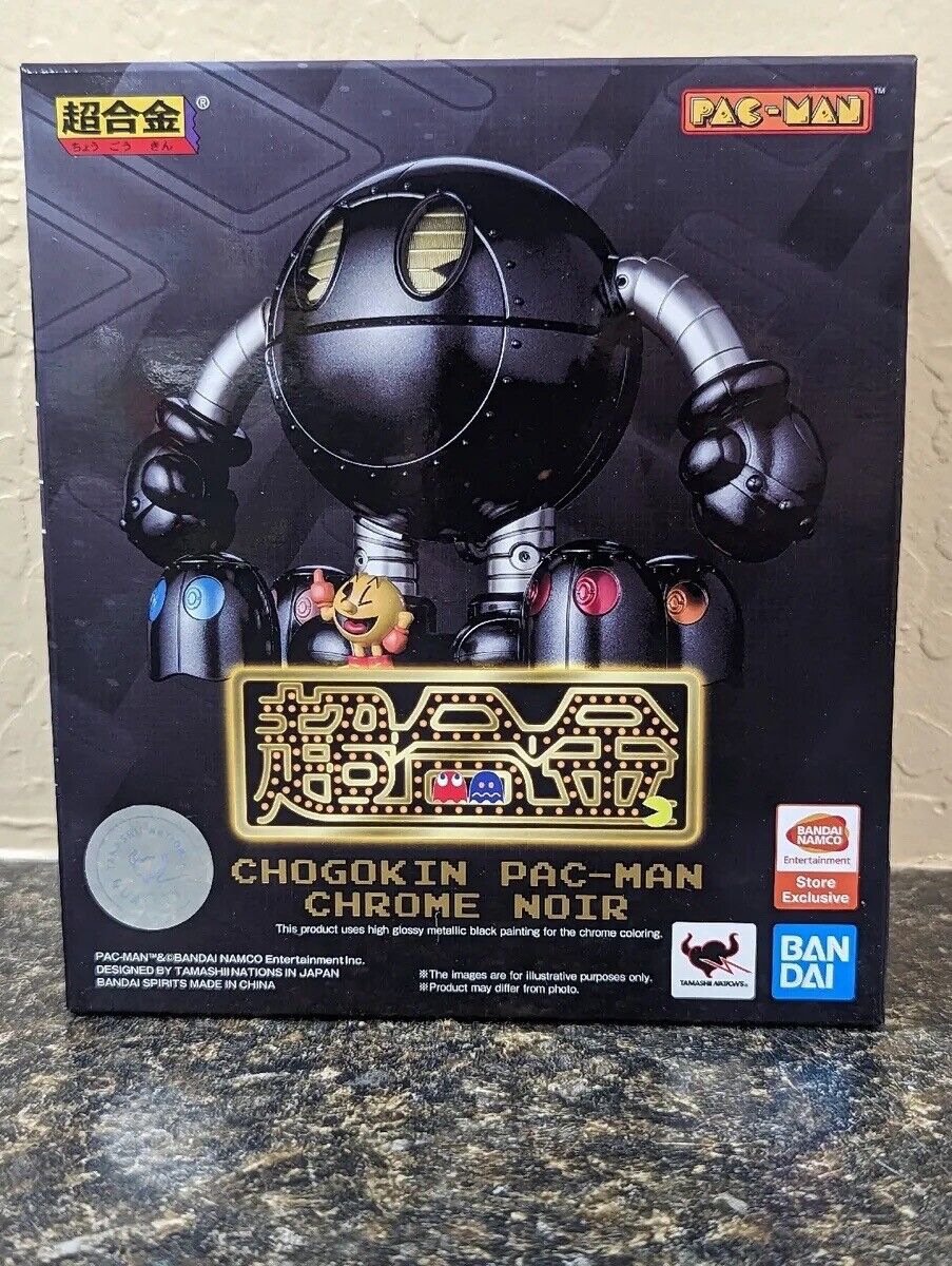 Bandai Pac-Man Chogokin Chrome Noir Robot Black Exclusive Status/figure US Ship