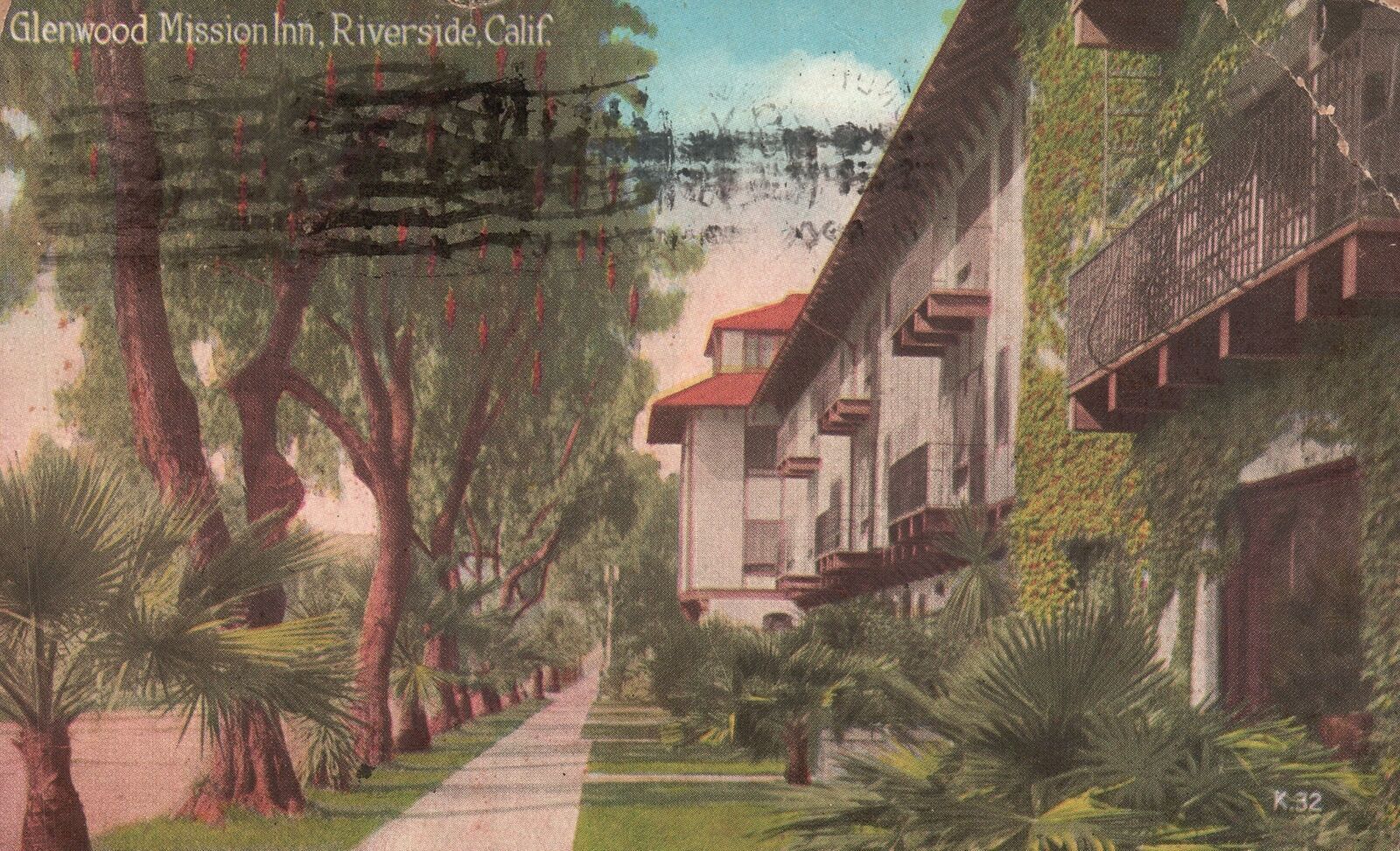 Vintage Postcard 1924 Glenwood Mission Inn Landscaped Riverside California CA
