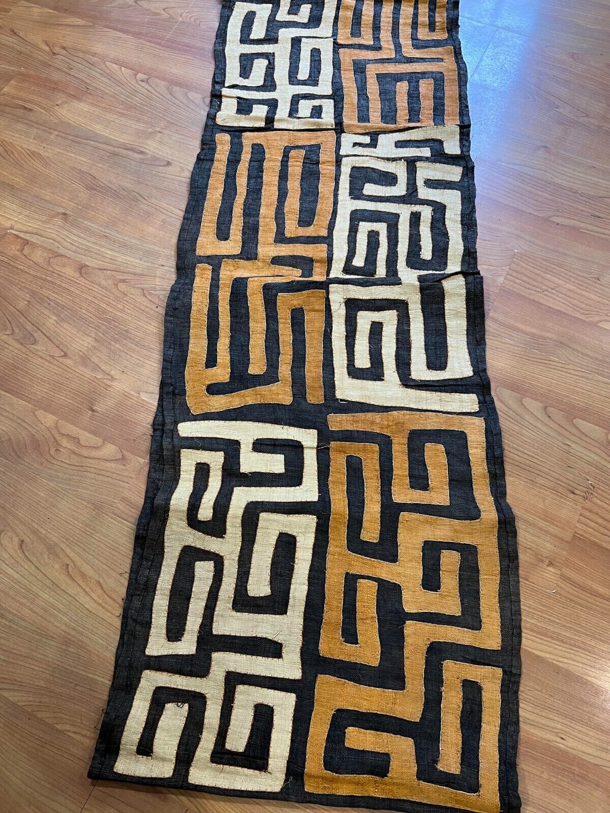 genuine 11 feet Rustic Congo Kuba Raffia cloth fabric natural woven handmade