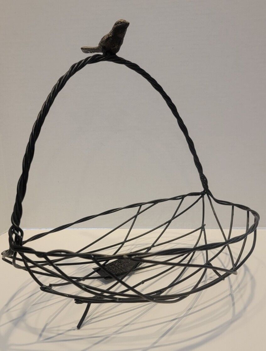 Charming Bird and Twig Nested Rustic Styled  Metal Basket 12\