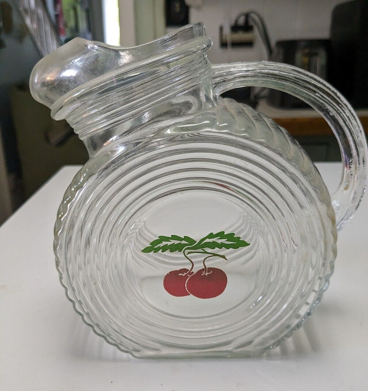 Art Deco Water Pitcher Wheel Design with Tomato 1940s