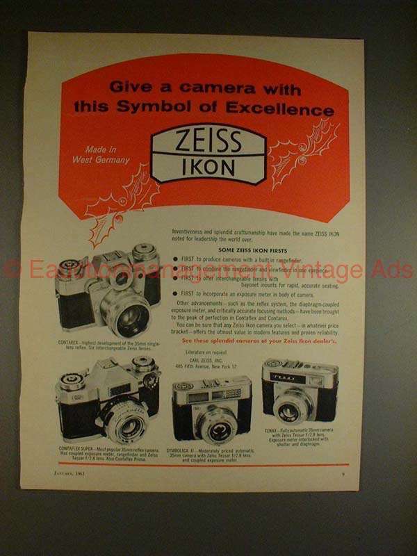 1961 Zeiss Contarex Contaflex Symbolica II Camera Ad