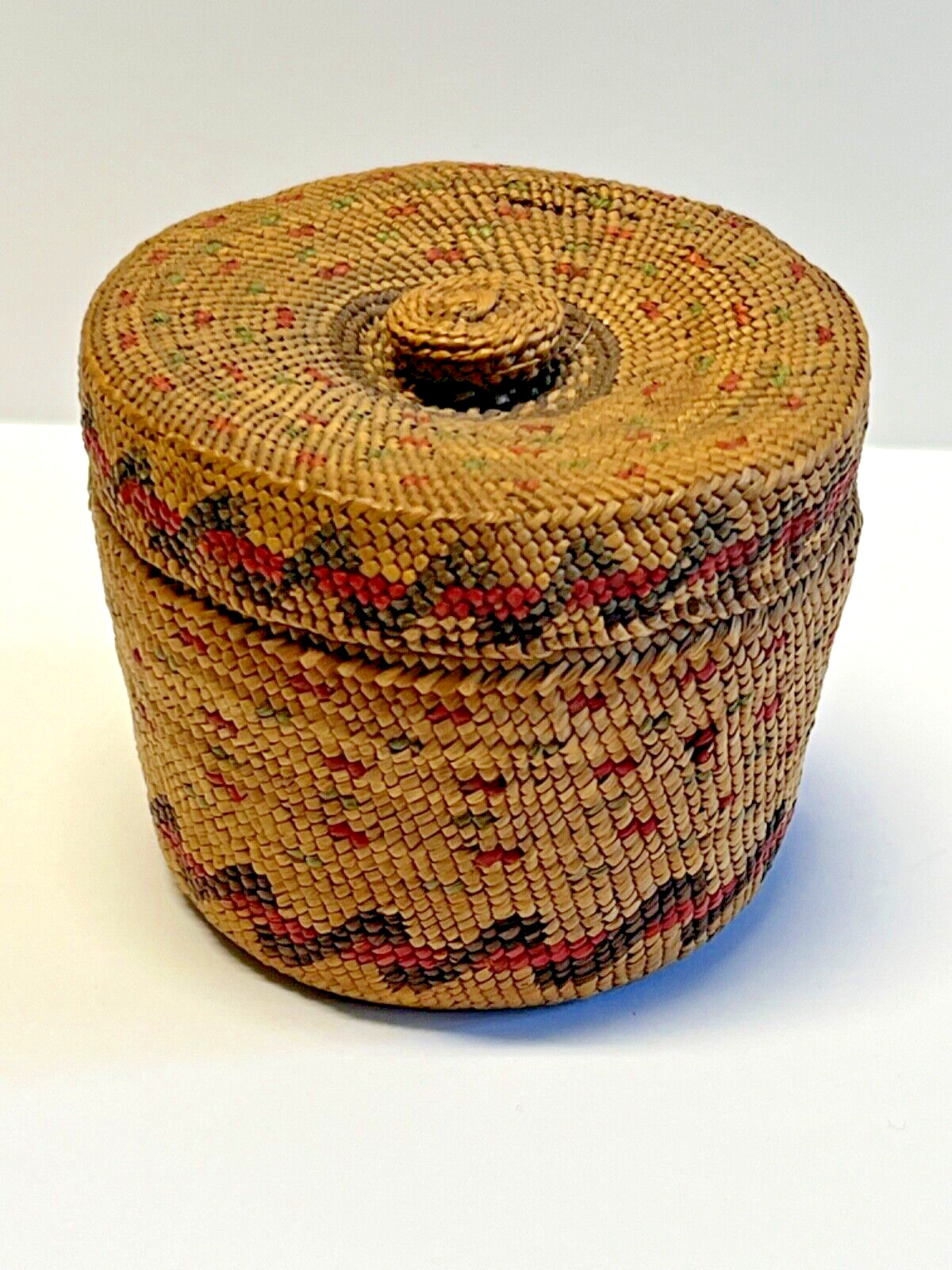 Nootka Alaskan Hand Woven Basket; Original & Collectible; Small + Lid; Lot 11