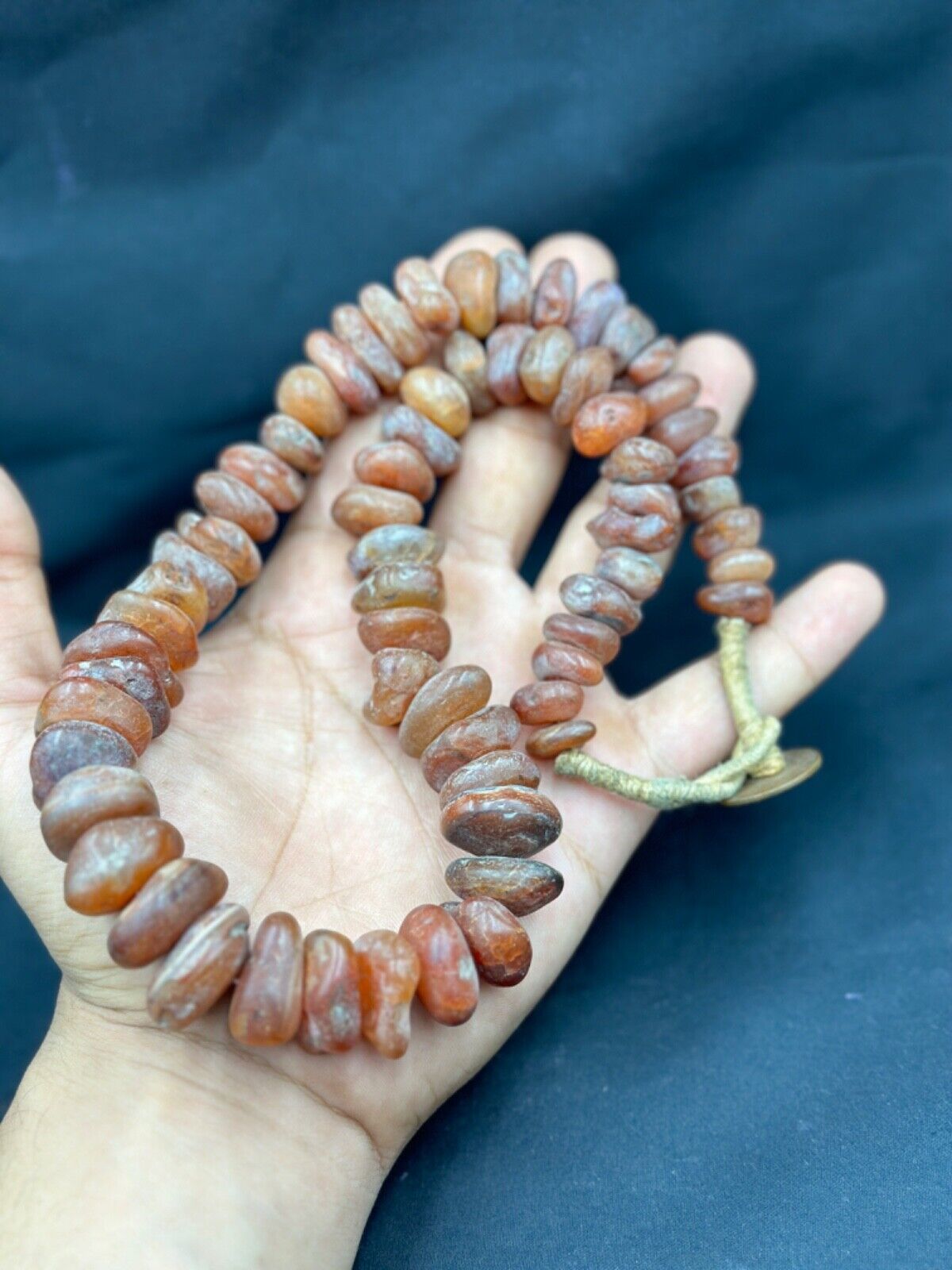 VINTAGE TRIABLE AFGHANI OLD AGATE STONE BEADS NECKLACE