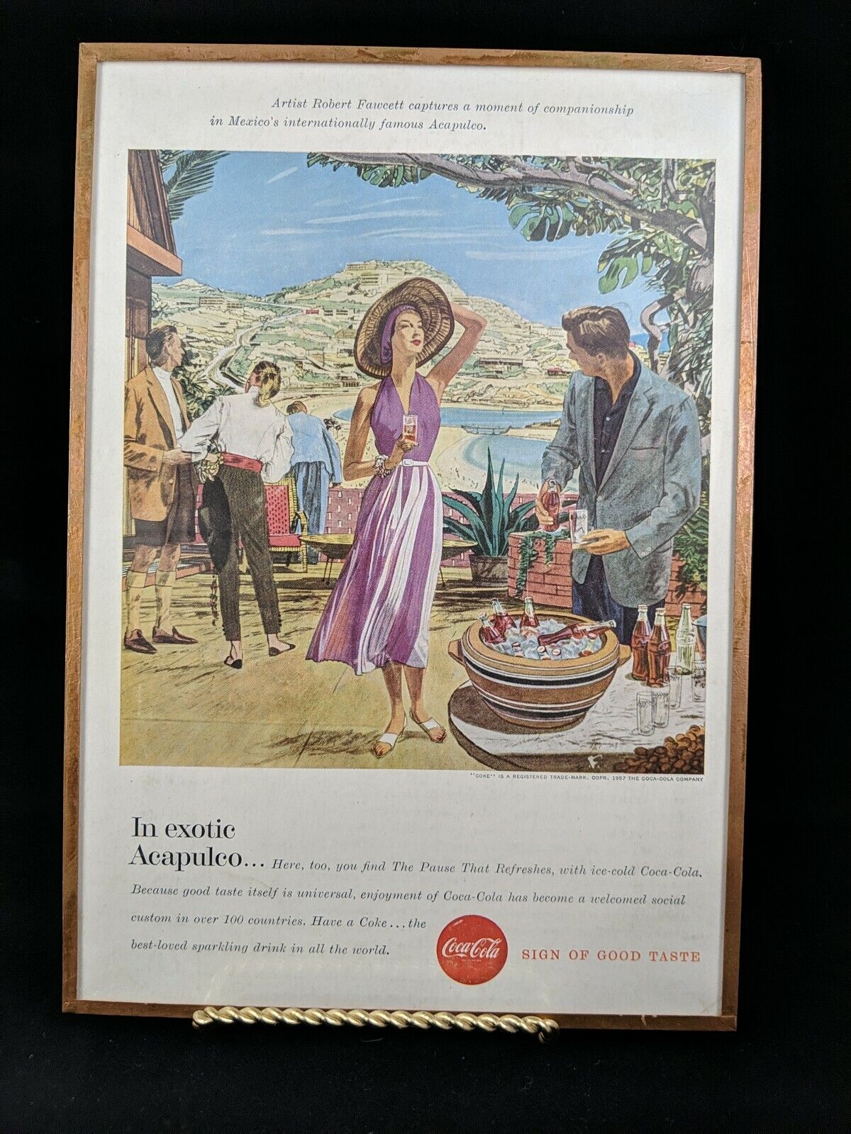 Vintage 1957 Coca-Cola Coke Print Ad Acapulco Mexico Robert Fawcett 