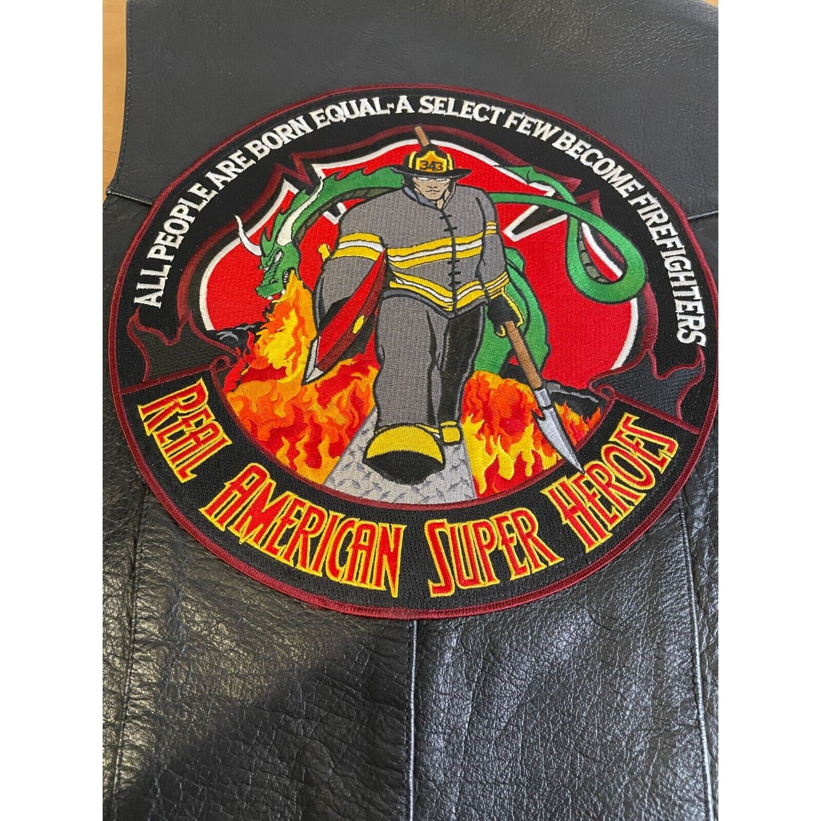 UNIK Black Leather - Harley Davidson - Firefighters Patch - Size 46 - Amazing