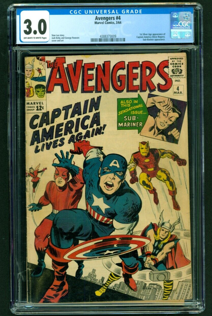 Avengers 4 CGC 3.0 1st Silver Age App of Captain American Steve Rogers 1964 HULK