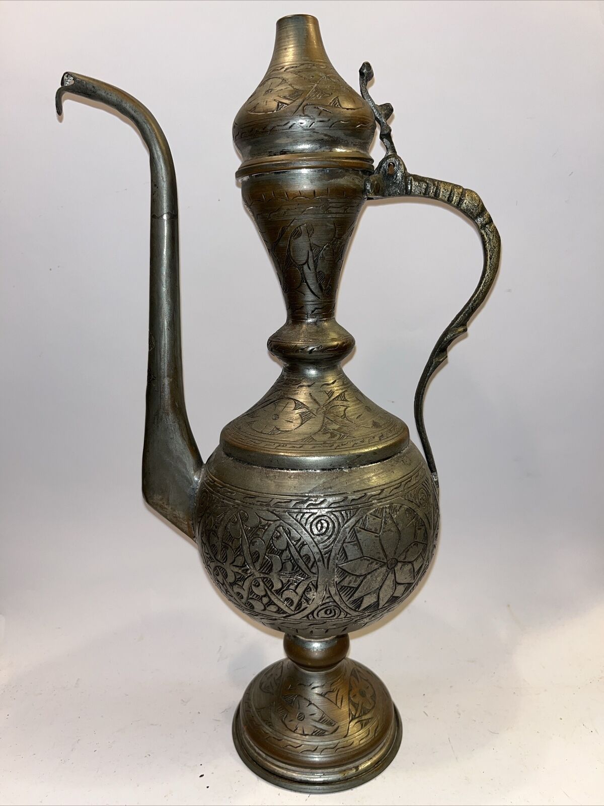 Antique Ottoman Empire Hand Forged Metal Water Pitcher 16\
