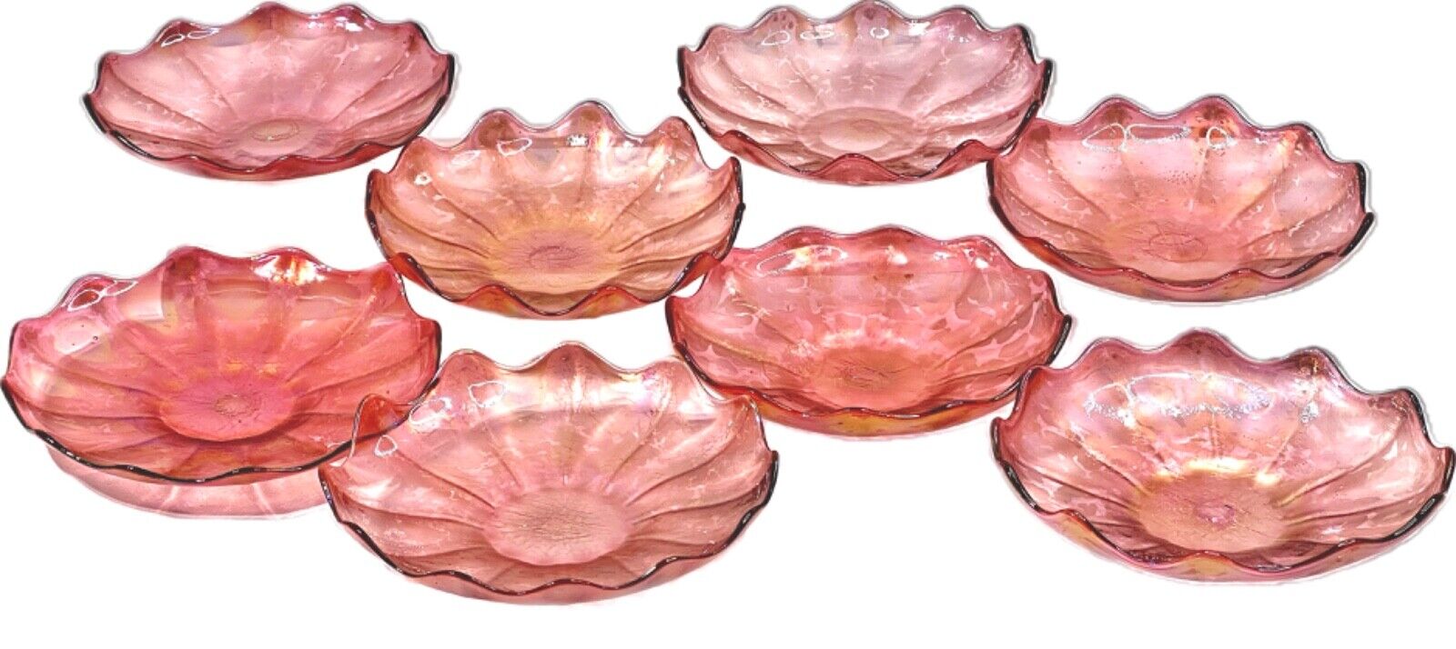 Tiffany\'s L.C.T Favrile Style Iridescent Oil spotted Glass Dish / Plate Set of 8