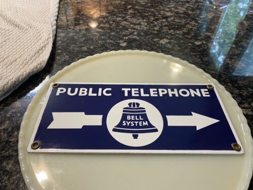 Vintage/Antique Bell Telephone 2 Sided Porcelain Arrow Sign