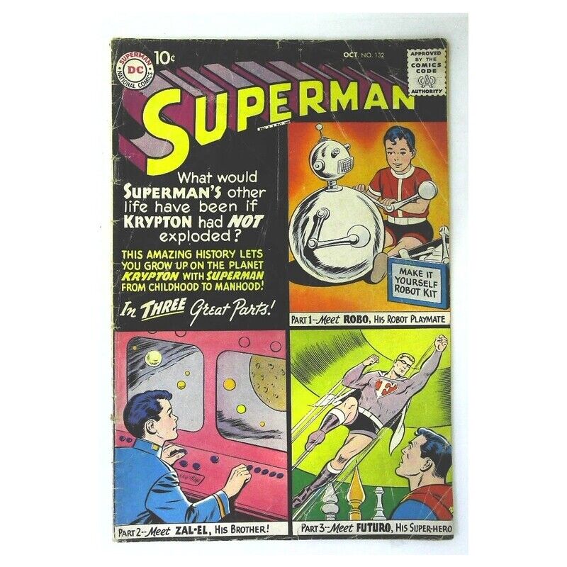 Superman (1939 series) #132 in Very Good minus condition. DC comics [c