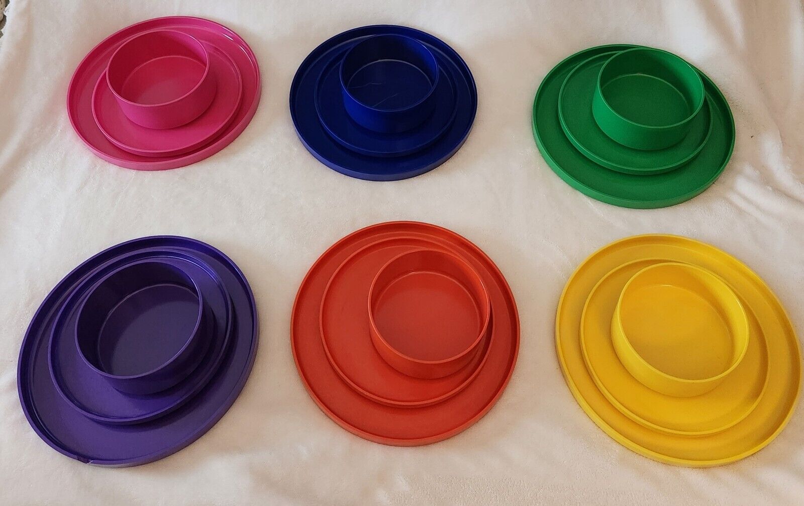 VINTAGE Heller By Massimo Vignelli Rainbow Set Of 6 Dinner, Dessert & Bowls