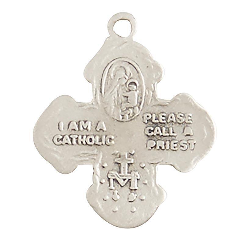 Four Way Sterling Medal Size .5 in H 18 in L Chain Catholic Religious Gift