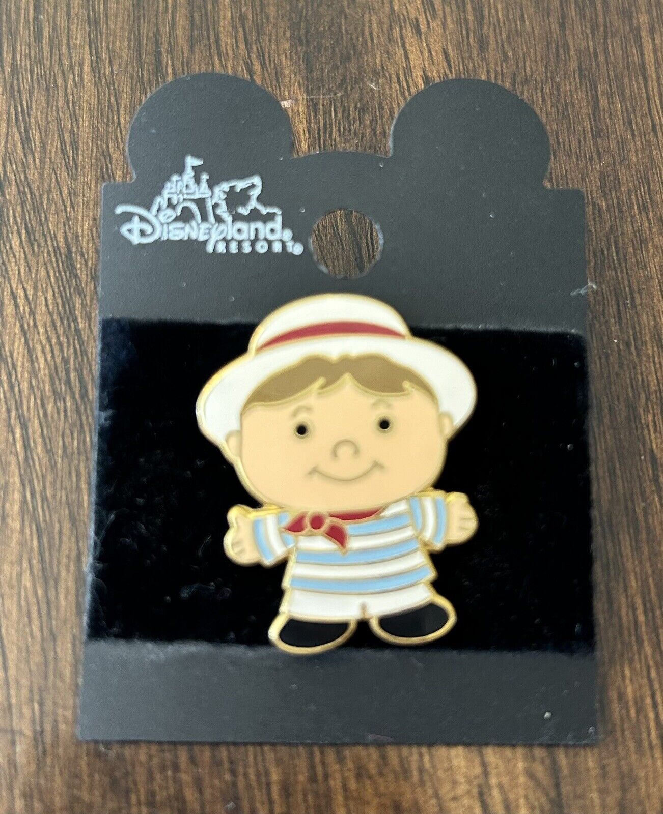 Disneyland Vintage It’s A Small World Pin 2001  Italy Child  Blue White Shirt