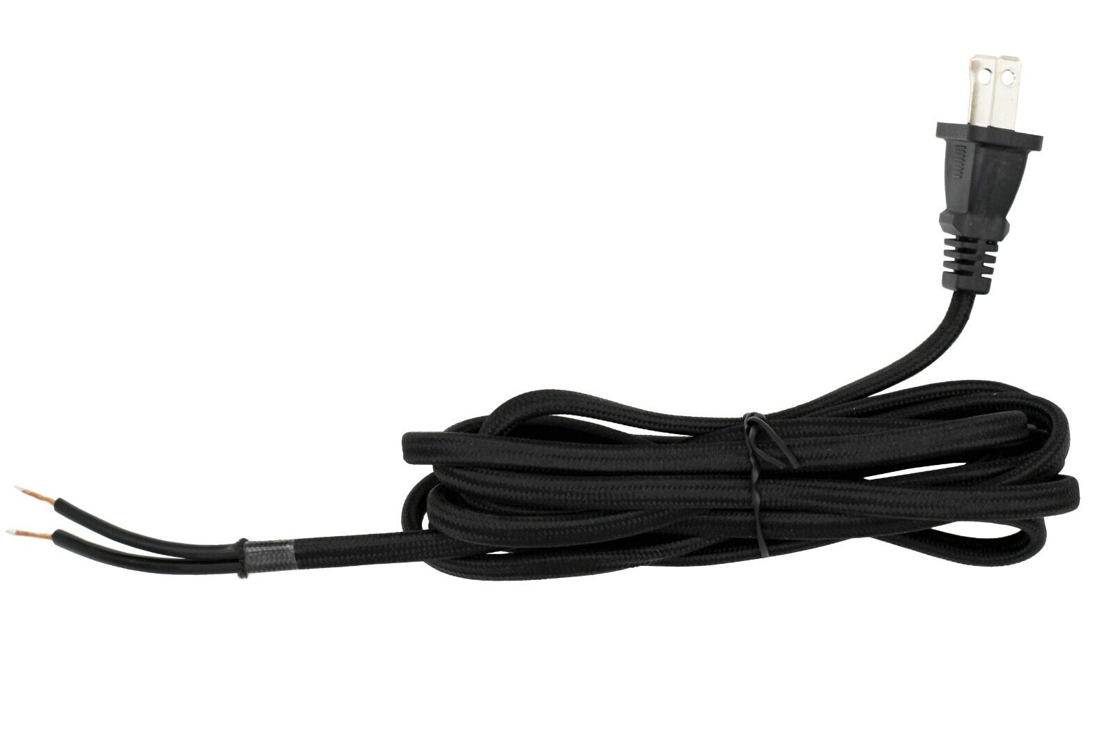 8 ft Black Rayon Cloth Covered Electric Lamp Cord w/ End Plug, DIY Lamp Repair 