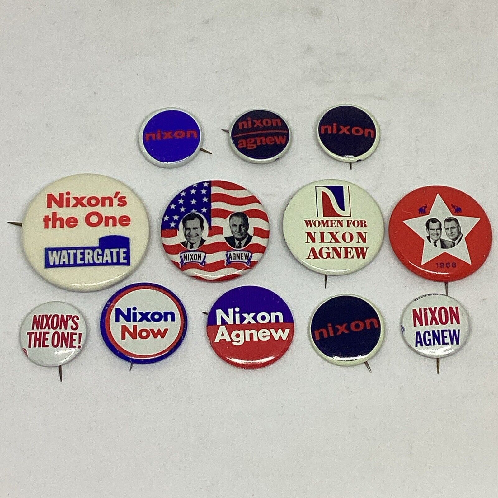 (Lot Of 12)Vint 1960’s Richard Nixon & Spiro Agnew Presidential Campaign Buttons