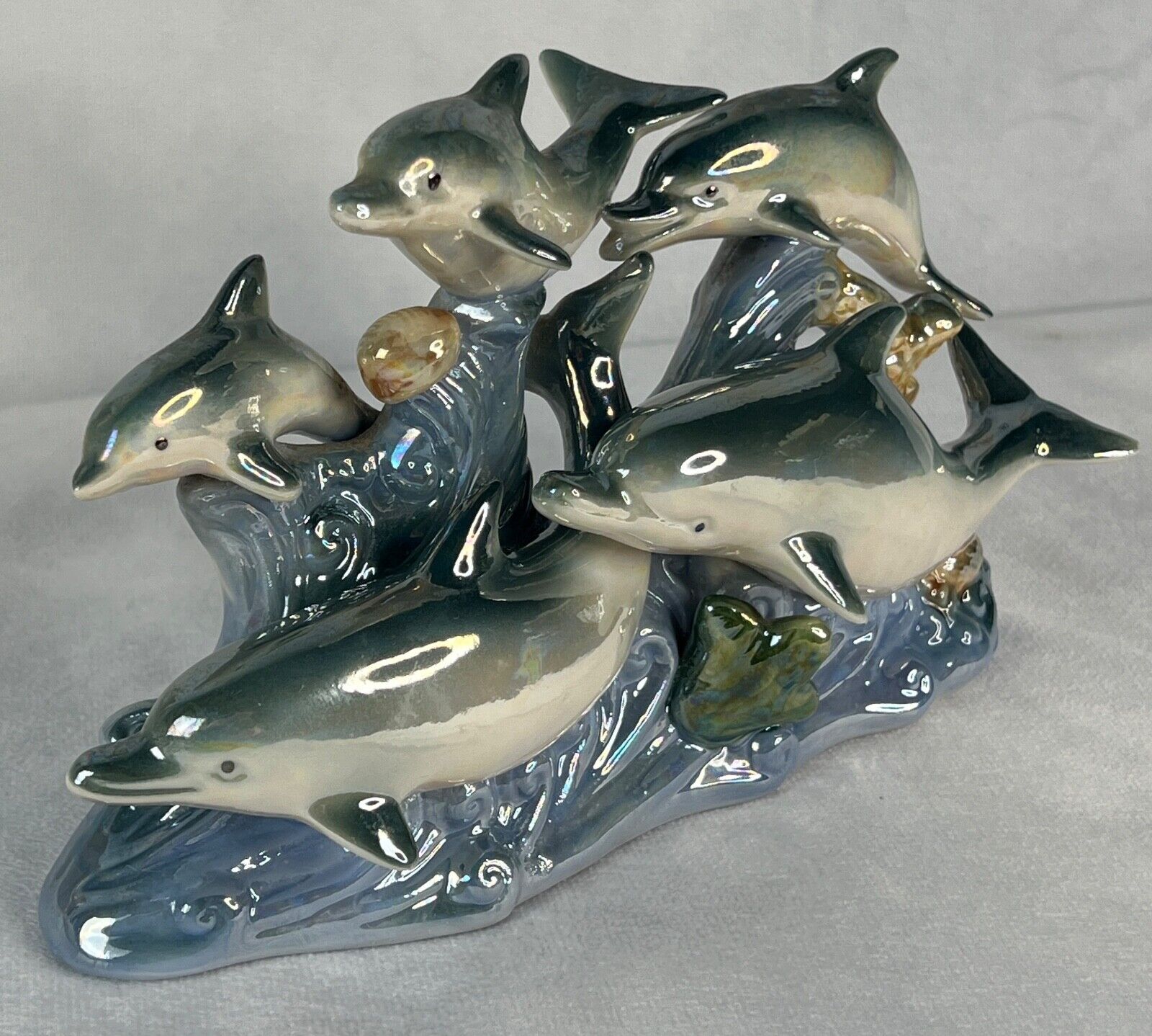 Dolphins Figurine Swimming Lessons Dolphins Large Figurine Porcelain