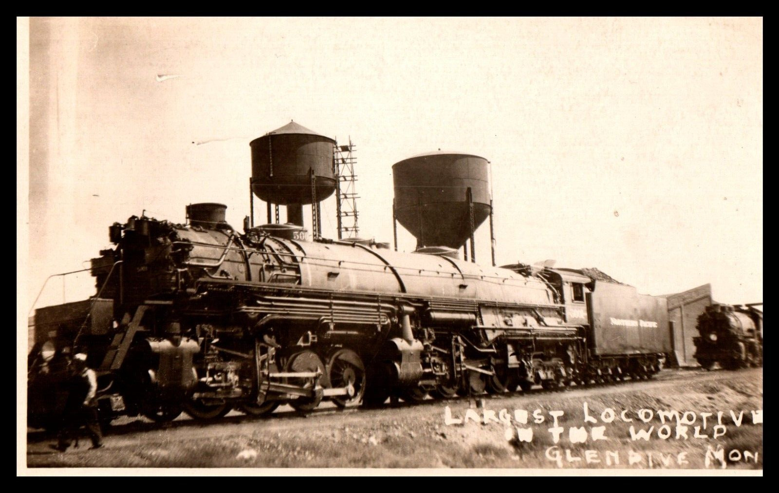 RPPC Baldwin 2-8-8-4 Yellowstone Locomotive Glendive Mont 1920's Worlds Largest