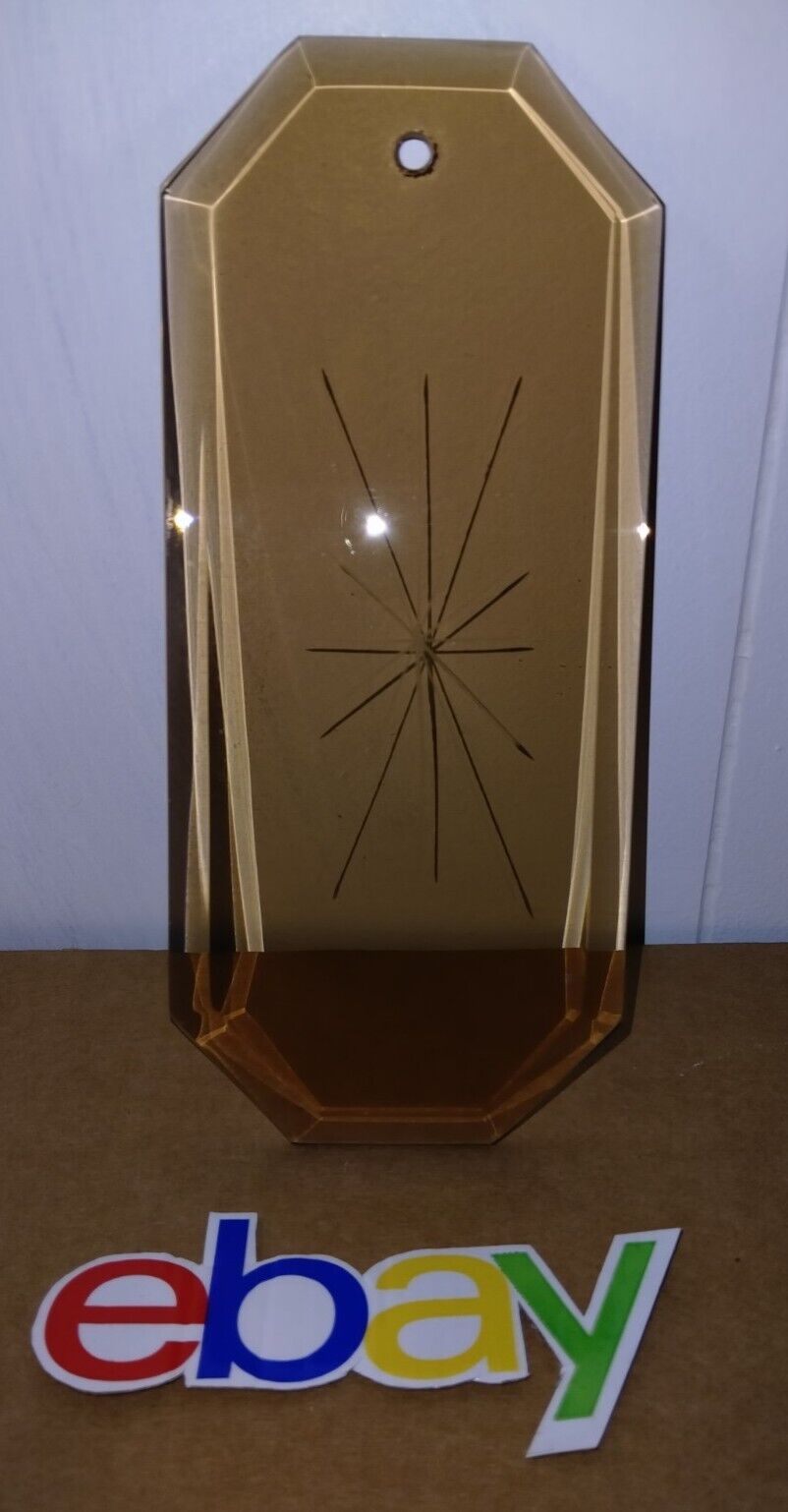 Amber Chandelier Glass Panel Beveled 8X3.5 Oblong Octagon MCM Style Starburst